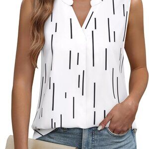 Premium Black Stripe Chiffon Sleeveless Blouse for Women